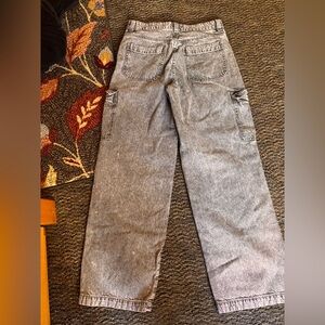 Gray Denim Cargo Pants